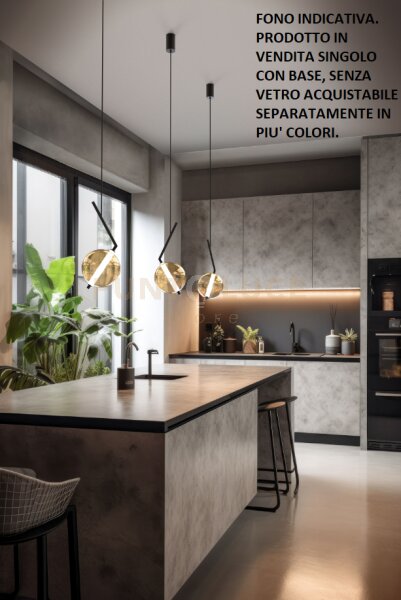 Liu-s1 n sospensione 1 luce led struttura nero opaco con base, senz