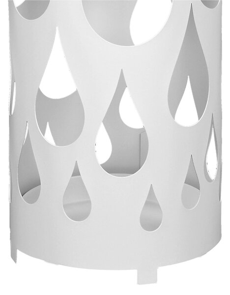 Porta ombrelli design moderno Struttura in metallo tagliata al laser POP GOCCIA Dimensioni 20xh 49 cm con piedini rialzati e vaschetta raccogli acqua Colore Bianco