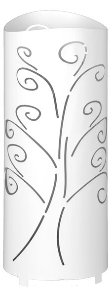 Porta ombrelli design moderno Struttura in metallo tagliata al laser POP ALBERO DELLA VITA Dimensioni 20xh 49 cm con piedini rialzati e vaschetta raccogli acqua Colore Bianco