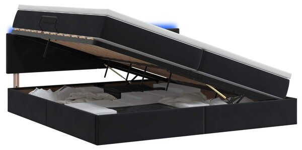 Letto a castello con contenitore LED vidaXL con materasso, nero, 200 x 200 cm, velluto