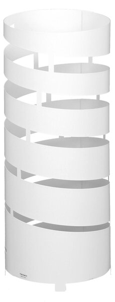 Porta ombrelli design moderno Struttura in metallo tagliata al laser POP SPIRALE Dimensioni 20xh 49 cm con piedini rialzati e vaschetta raccogli acqua Colore Bianco