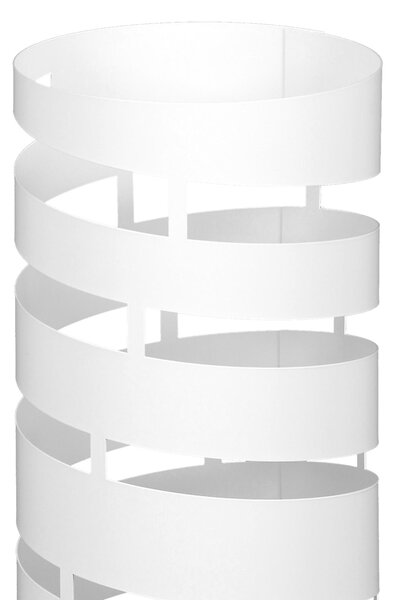 Porta ombrelli design moderno Struttura in metallo tagliata al laser POP SPIRALE Dimensioni 20xh 49 cm con piedini rialzati e vaschetta raccogli acqua Colore Bianco