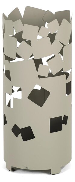 Portaombrelli design moderno Struttura in metallo tagliata al laser BIG BOLLE Dimensioni 25x25xh 57 cm con piedini rialzati e vaschetta raccogli acqua colore Tortora