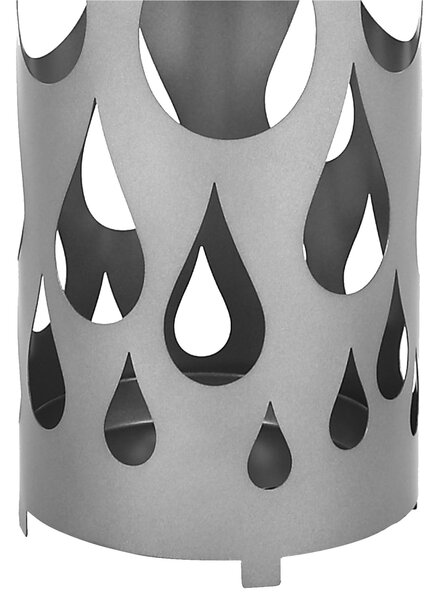 Porta ombrelli design moderno Struttura in metallo tagliata al laser POP GOCCIA Dimensioni 20xh 49 cm con piedini rialzati e vaschetta raccogli acqua Colore Ghisa Metallizzato