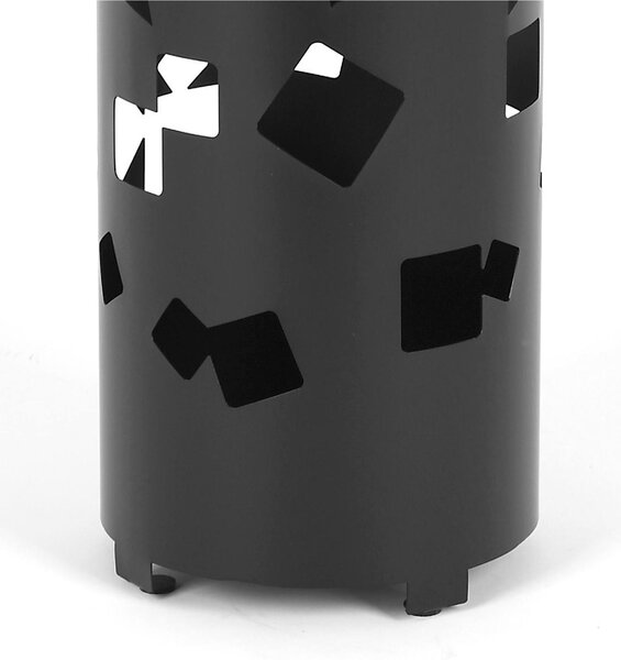 Portaombrelli design moderno Struttura in metallo tagliata al laser MATERIA Dimensioni 25x25xh 57 cm con piedini rialzati e vaschetta raccogli acqua colore Nero