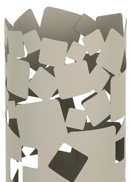 Portaombrelli design moderno Struttura in metallo tagliata al laser BIG BOLLE Dimensioni 25x25xh 57 cm con piedini rialzati e vaschetta raccogli acqua colore Tortora