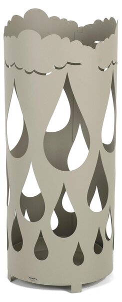 Porta ombrelli design moderno Struttura in metallo tagliata al laser POP GOCCIA Dimensioni 20xh 49 cm con piedini rialzati e vaschetta raccogli acqua Colore Tortora Pastello