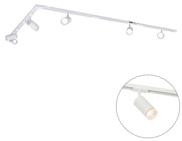 Sistema di illuminazione a binario moderno con 5 faretti bianchi monofase - Iconic Jeana