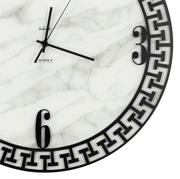 Struttura in vetro marmorizzato con applicazione Marmo GRECO Dimensioni 45xh 45 cm lancette ORO colore Nero Pastello