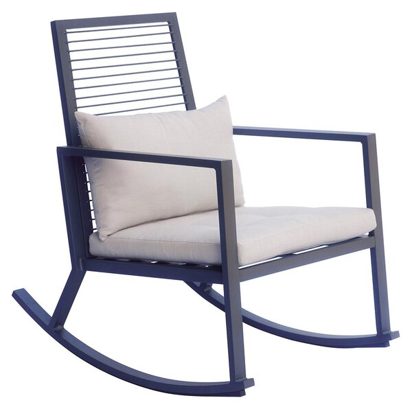 Sedia a Dondolo da Giardino 65x91x89 cm con Cuscino in Alluminio Antracite