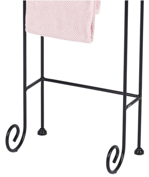 Porta asciugamani in Ferro battuto CON RICCIO dimensioni 34x24xh85 cm - peso 3,9 kg Stile classico Linea bagno Nero Pastello Opaco