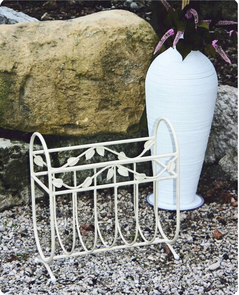 Portariviste in ferro battuto Modello Foglie Dimensioni lunghezza 42x20xh44 cm Stile classico colore nero Pastello