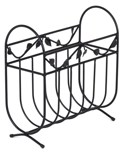 Portariviste in ferro battuto Modello Foglie Dimensioni lunghezza 42x20xh44 cm Stile classico colore nero Pastello