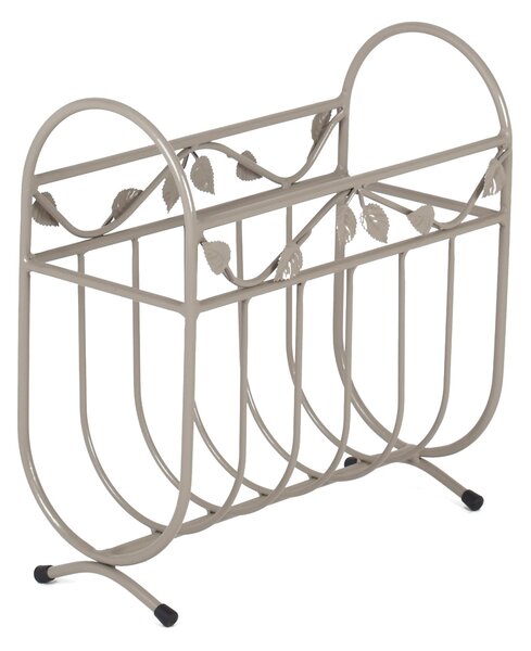 Portariviste in ferro battuto Modello Foglie Dimensioni lunghezza 42x20xh44 cm Stile classico colore Tortora Pastello