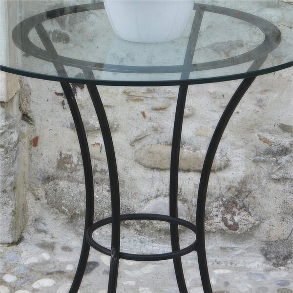 Tavolino Rotondo In Ferro battuto stile Dimensioni 52x52xh 72 cm Piano in vetro cristallo adatto a stile Country shabby Provenzale colore nero