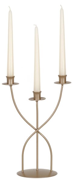Candeliere, da tavolo o da terra 3 Fiamme in ferro battuto Dimensioni 24x15x h 34 cm Stile Classico moderno Oro metallizzato
