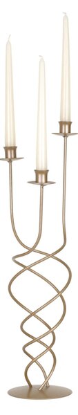 Candeliere, da tavolo iin Ferro attorcigliato 3 Fiamme in ferro battuto Dimensioni 19x19x h 56 cm Stile Classico moderno Oro metallizzato
