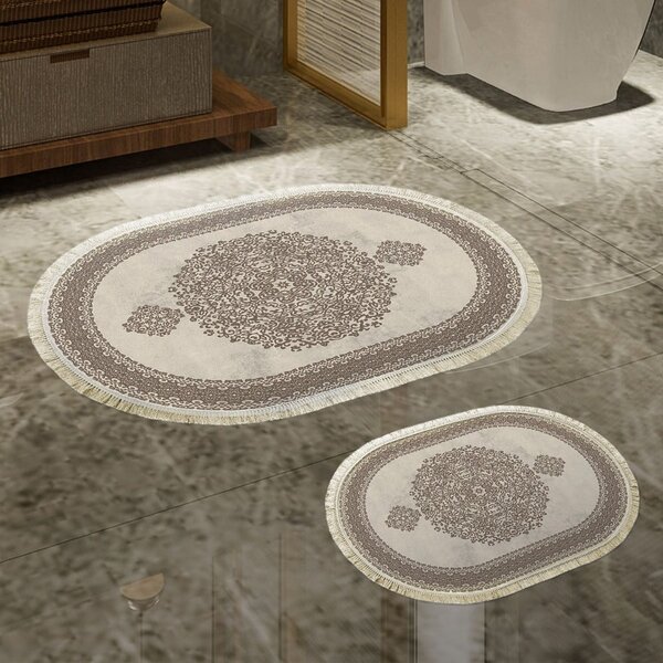 Set di tappetini per il bagno marroni/beige 2 pz 60x100 cm – Foutastic