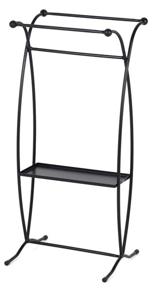 Porta asciugamani in Ferro battuto Con Piano In metallo dimensioni 38x30xh80 cm - peso 4 kg Stile classico Linea bagno Nero Pastello Opaco