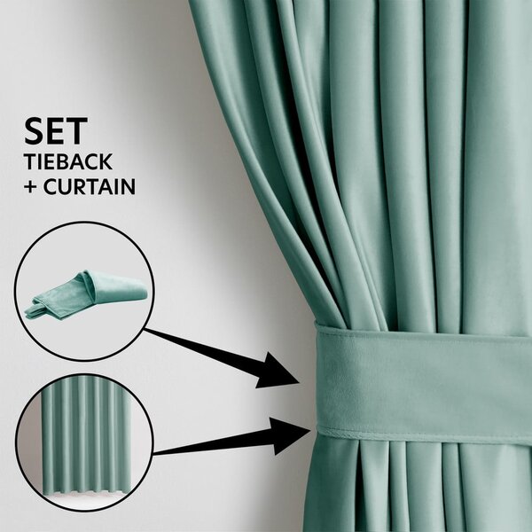 Tenda parzialmente oscurante verde chiaro in velluto 140x245 cm Pleat – Restilo