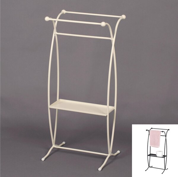 Porta asciugamani in Ferro battuto dimensioni 38x30xh80 cm - peso 4 kg Stile classico Linea bagno bianco Panna