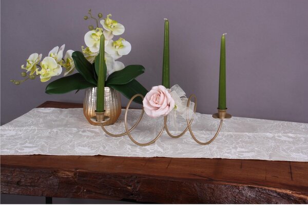 Candeliere, da tavolo o da terra 3 Fiamme in ferro battuto Dimensioni 24x15x h 34 cm Stile Classico moderno Oro Metallizzato