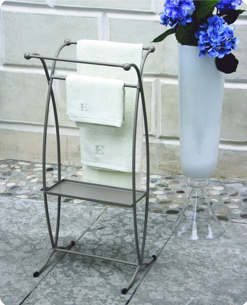 Porta asciugamani in Ferro battuto dimensioni 35x30xh79 cm - peso 4 kg Stile classico Linea bagno Tortora Pastello