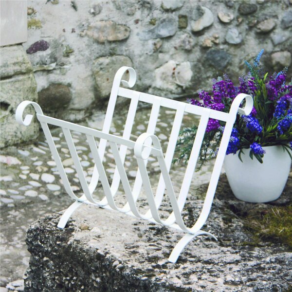 Portariviste in ferro Battuto un riccio Dimensioni 41x28xh 27 cm stile shabby chic colore bianco pastello