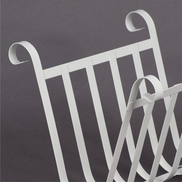 Portariviste in ferro Battuto un riccio Dimensioni 41x28xh 27 cm stile shabby chic colore bianco pastello