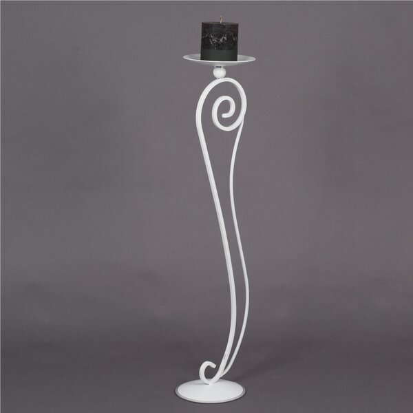 Candeliere, Portacandele h 109 Barocco da terra in ferro battuto Dimensioni 20x28x h 109 cm Portacandele diametro 19,5 cm Stile barocco bianco pastello