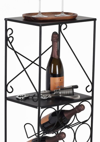 Cantinetta Portabottiglie in Ferro Battuto Dimensioni 37x28xh 101 cm contiene 12 bottiglie adatto a stile Country shabby Provenzale colore Nero