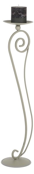 Candeliere, Portacandele Barocco da terra in ferro battuto Dimensioni 20x24x h 95 cm Portacandele diametro 19,5 cm Stile barocco Tortora Pastello