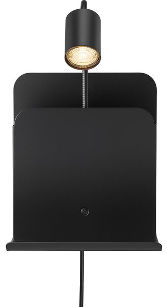 Nordlux - Lampada da parete ROOMI con mensola e USB 1xGU10/8W/230V nero