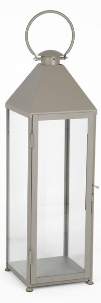 Lanterna classica In ferro Battuto stile Minimalista Dimensioni 30x30xh 120 cm - Adatta ad Ambienti Esterni ed Interni lavorazione artigianale colore Tortora Pastello