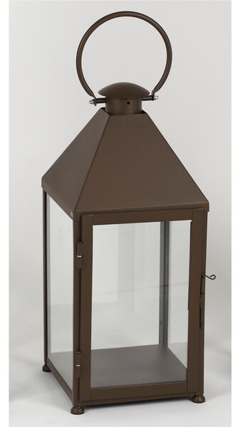 Lanterna classica In ferro Battuto stile Minimalista Dimensioni 30x30xh 70 cm - Adatta ad Ambienti Esterni ed Interni lavorazione artigianale colore Bronzo Corten