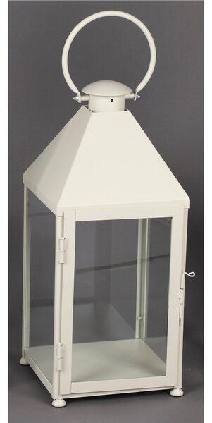 Lanterna classica In ferro Battuto stile Minimalista Dimensioni 30x30xh 70 cm - Adatta ad Ambienti Esterni ed Interni lavorazione artigianale colore Avorio pastello panna