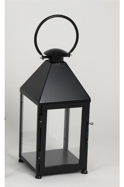 Lanterna classica In ferro Battuto stile Minimalista Dimensioni 25x25xh 48 cm - Adatta ad Ambienti Esterni ed Interni lavorazione artigianale colore Nero Opaco