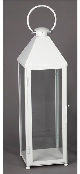 Lanterna classica In ferro Battuto stile Minimalista Dimensioni 30x30xh 120 cm - Adatta ad Ambienti Esterni ed Interni lavorazione artigianale colore Bianco pastello