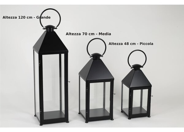 Lanterna classica In ferro Battuto stile Minimalista Dimensioni 30x30xh 120 cm - Adatta ad Ambienti Esterni ed Interni lavorazione artigianale colore Nero Opaco