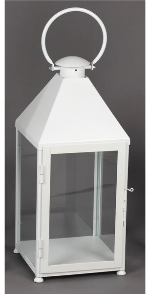 Lanterna classica In ferro Battuto stile Minimalista Dimensioni 30x30xh 70 cm - Adatta ad Ambienti Esterni ed Interni lavorazione artigianale colore Bianco pastello