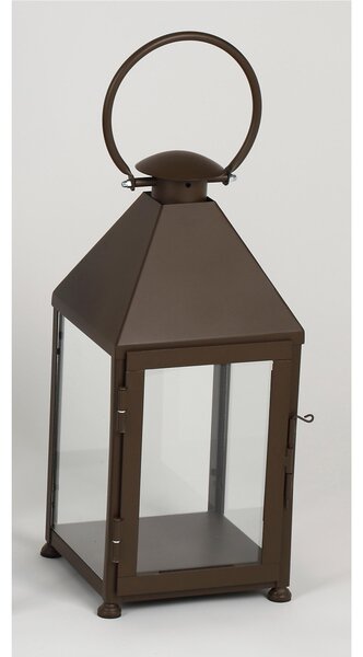 Lanterna classica In ferro Battuto stile Minimalista Dimensioni 25x25xh 48 cm - Adatta ad Ambienti Esterni ed Interni lavorazione artigianale colore Bronzo Corten