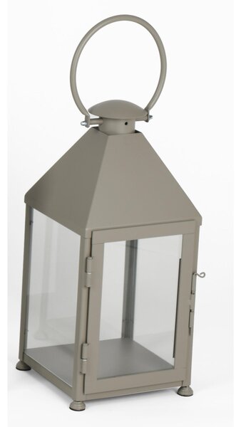 Lanterna classica In ferro Battuto stile Minimalista Dimensioni 25x25xh 48 cm - Adatta ad Ambienti Esterni ed Interni lavorazione artigianale colore Tortora Pastello