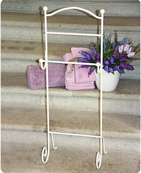Porta asciugamani in Ferro battuto dimensioni 36x28xh 95 cm - peso 3 kg Stile classico Linea bagno Avorio Pastello Panna