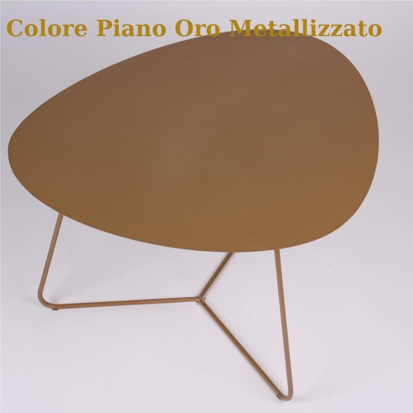 Tavolino da salotto forma ovoidale SMALL design moderno dimensioni 54x48x 44 h cm - peso 6,8 kg Stile moderno colore Oro Metallizzato