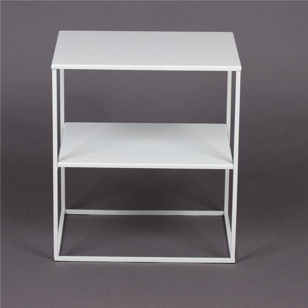 Tavolino da salotto rettangolare design minimalista 2 Piani dimensioni 45x35x 50 h cm - peso 6,8 kg Stile Minimal Linea bagno Bianco Pastello