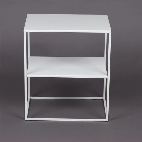 Tavolino da salotto rettangolare design minimalista 2 Piani dimensioni 45x35x 50 h cm - peso 6,8 kg Stile Minimal Linea bagno Bianco Pastello