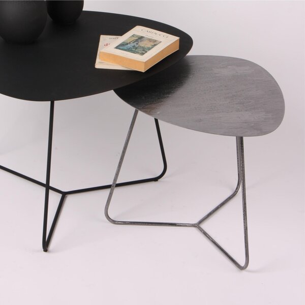 Tavolino da salotto forma ovoidale SMALL design moderno dimensioni 54x48x 44 h cm - peso 6,8 kg Stile moderno colore Ferro Smerigliato