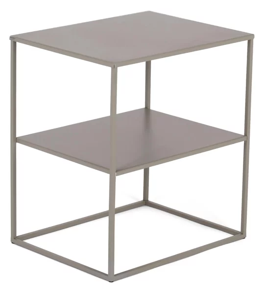 Tavolino da salotto rettangolare design minimalista 2 Piani dimensioni 45x35x 50 h cm - peso 6,8 kg Stile Minimal Linea bagno Tortora Pastello