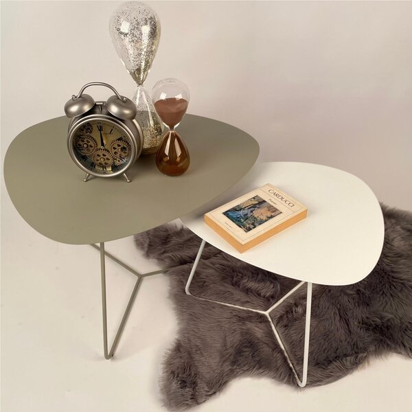 Tavolino da salotto forma ovoidale SMALL design moderno dimensioni 54x48x 44 h cm - peso 6,8 kg Stile moderno colore Bianco Pastello