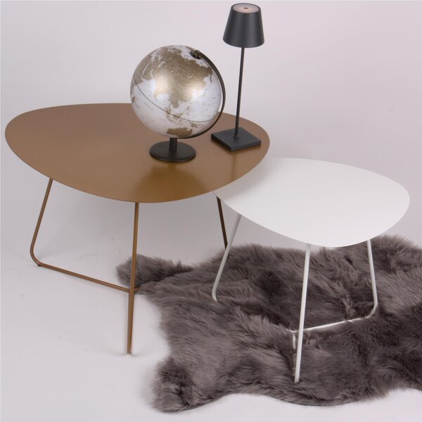 Tavolino da salotto forma ovoidale BIG STONE design moderno dimensioni 66x72x 49 h cm - peso 7,8 kg Stile moderno colore Bianco Pastello